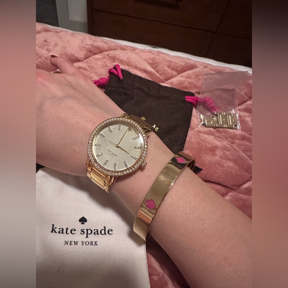 Kate Spade Authentic Gold Watch and Bracelet Bundle